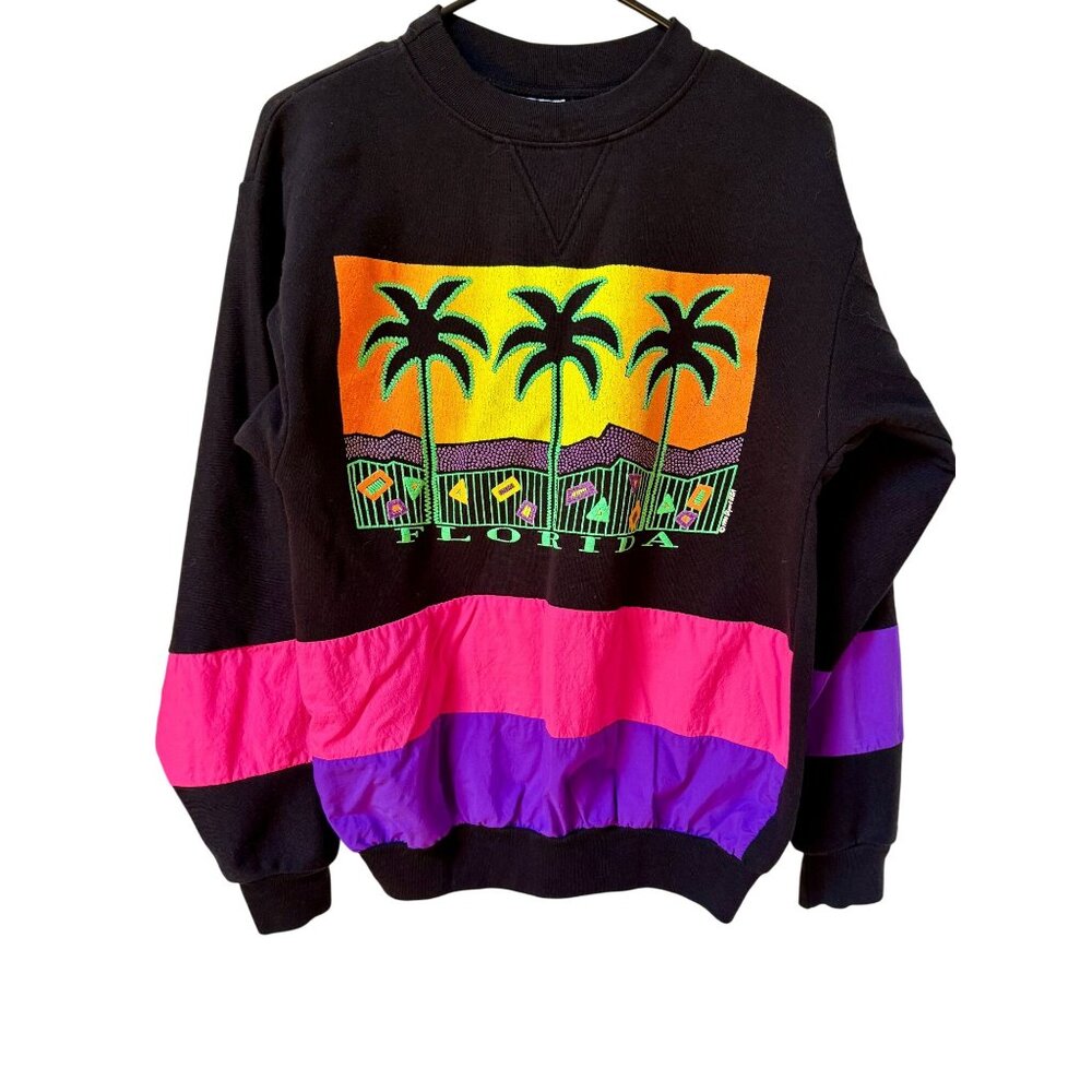 Vintage 1990 Diport USA Florida Color block Sweatshirt Sz M